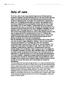 Duty of care conclusion