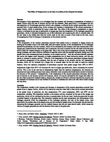 The environmental factors that effect turnip peroxidase Essay Sample