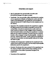 Chemistry lab report conductimetric