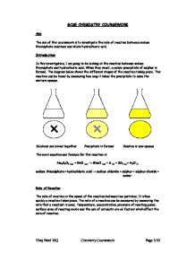 sodium thiosulphate and hydrochloric acid sources of error