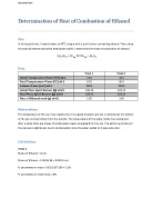 heat of combustion lab report