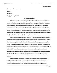 Реферат: The Purpose Of Education Essay Research Paper